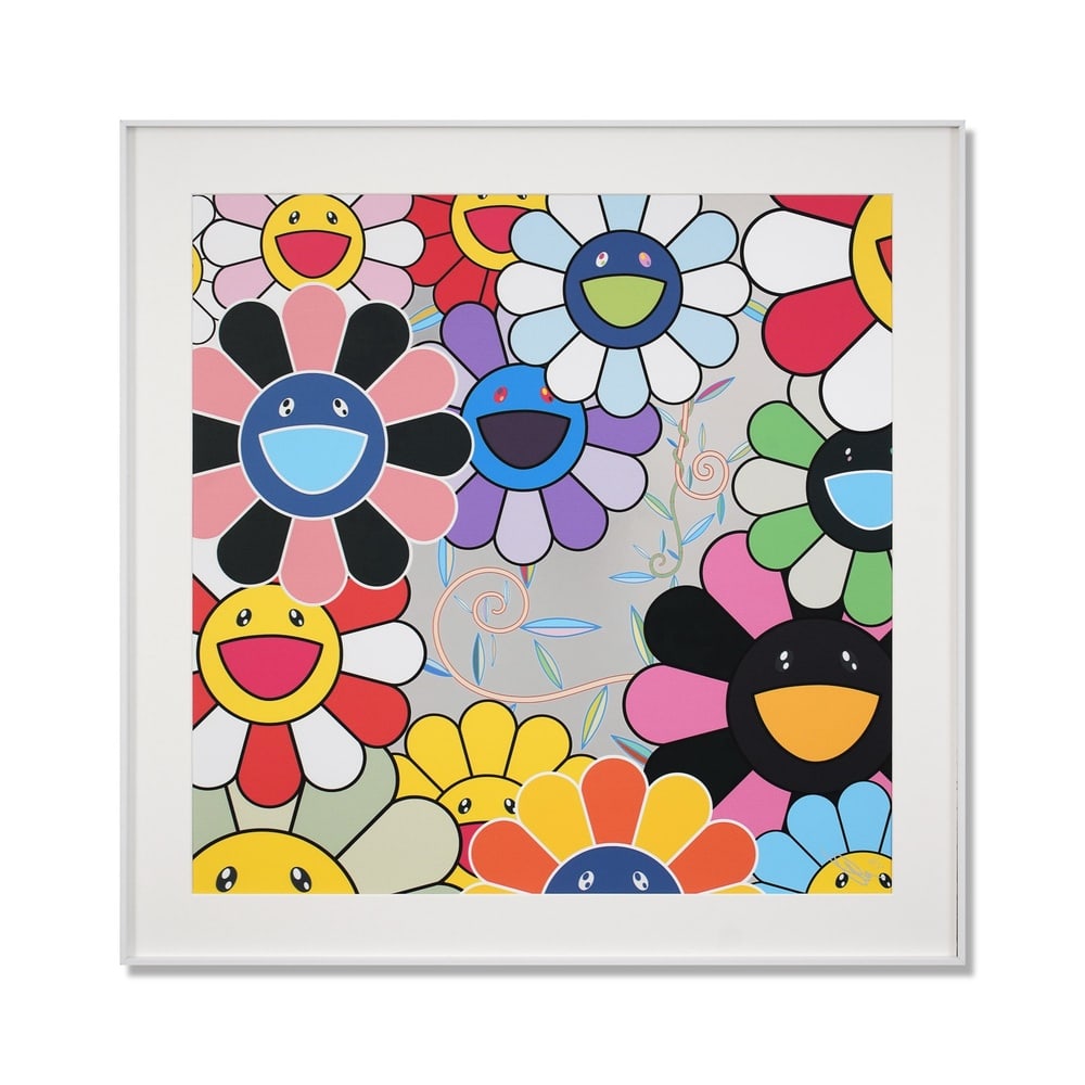 TAKASHI MURAKAMI (B.1962), OFFSET LITHOGRAPH: Signed (lower right) Image Dimensions: 26 3/8 x 26 3/8 in (67 x 67 cm) Framed Dimensions: 31 7/8 x 31 7/8 in (81 x 81 cm) Takashi Murakami (B. 1962), widely regarded as the foremost figure of contempo