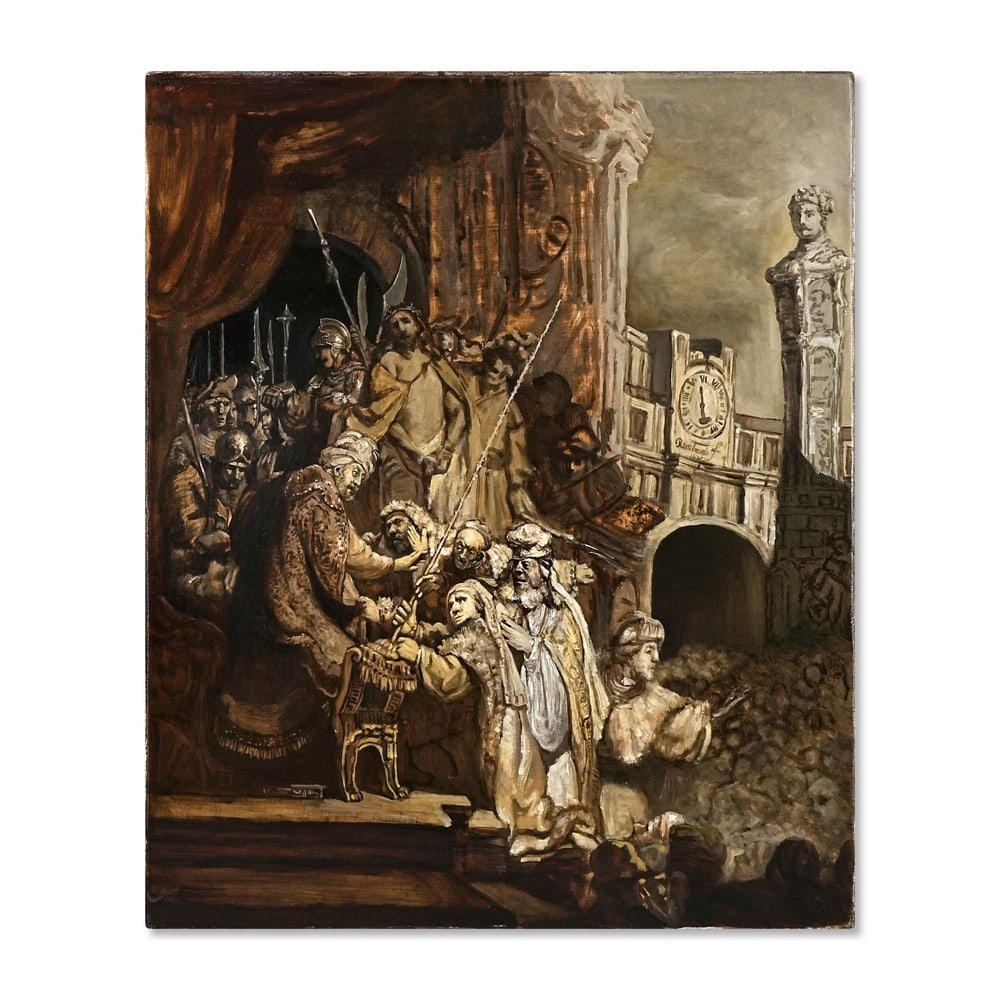REMBRANDT VAN RIJN (1606-1669), ATTRIBUTED TO, OIL ON CANVAS: Signed (right) Image Dimensions: 29 1/8 x 24 in (74 x 61 cm) This painting comes with COA. Rembrandt van Rijn (1606-1669) was one of the defining masters of the Dutch Golden Age, renowned for his