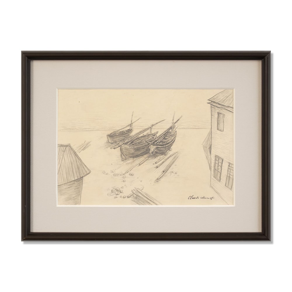 CLAUDE MONET (1840-1926), ATTRIBUTED TO, PENCIL ON PAPER: Signed (lower right) Image Dimensions: 8 1/4 x 12 1/4 in (21 x 31 cm) Framed Dimensions: 13 1/4 x 17 1/8 in (33.6 x 43.6 cm) This painting comes with COA. Claude Monet (1840-1926) was one of the