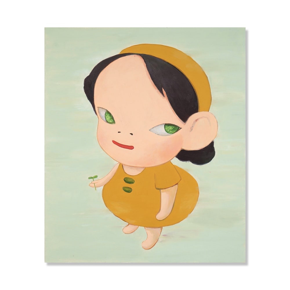 YOSHITOMO NARA (B.1959 ), ATTRIBUTED TO, ACRYLIC ON CANVAS: Signed (verso) Image Dimensions: 18 7/8 x 16 in (48 x 40.6 cm) This painting comes with COA. Yoshitomo Nara's works from the late 1990s further refine the visual language he established earlier in