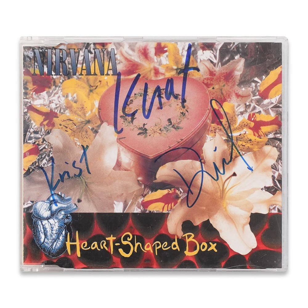 NIRVANA FULLY SIGNED "HEART-SHAPED BOX" CD SINGLE