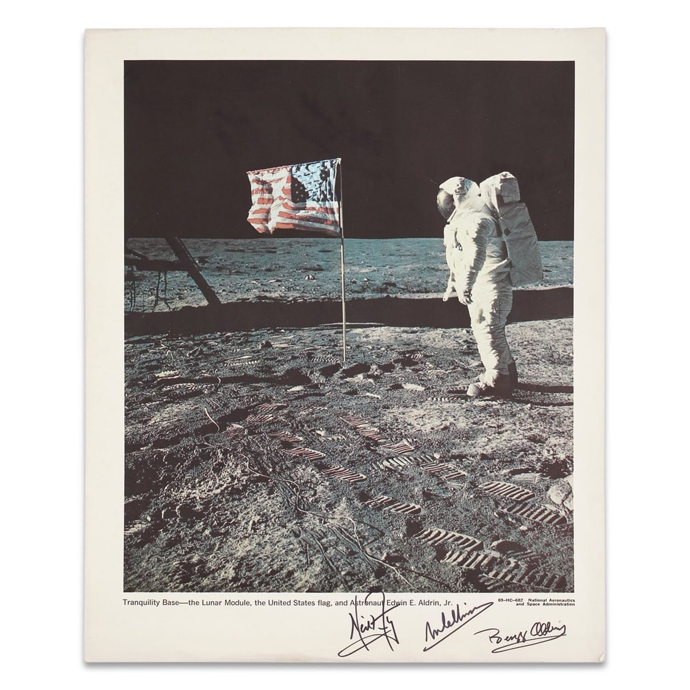 APOLLO 11 FULLY SIGNED NASA "TRANQUILITY BASE" LUNAR SURFACE PHOTOGRAPH (1 of 1)