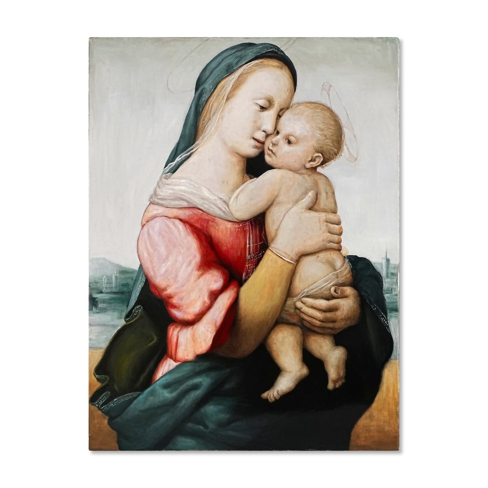 RAPHAEL (1483-1520), ATTRIBUTED TO, OIL ON CANVAS: Signed (lower left) Image Dimensions: 32 1/8 x 24 in (81.5 x 61 cm) This painting comes with COA. Raphael (1483-1520) stands among the defining masters of the Italian High Renaissance, celebrated for 