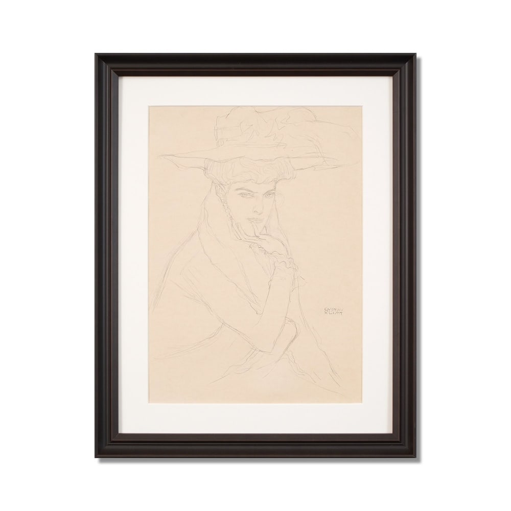 GUSTAV KLIMT (1862-1918), ATTRIBUTED TO, PENCIL ON PAPER: Signed (lower right) Image Dimensions: 17 3/4 x 12 5/8 in (45 x 32.2 cm) Framed Dimensions: 23 3/4 x 18 3/4 in (60.5 x 47.5 cm) This painting comes with COA. Gustav Klimt, a defining figure of the Vie
