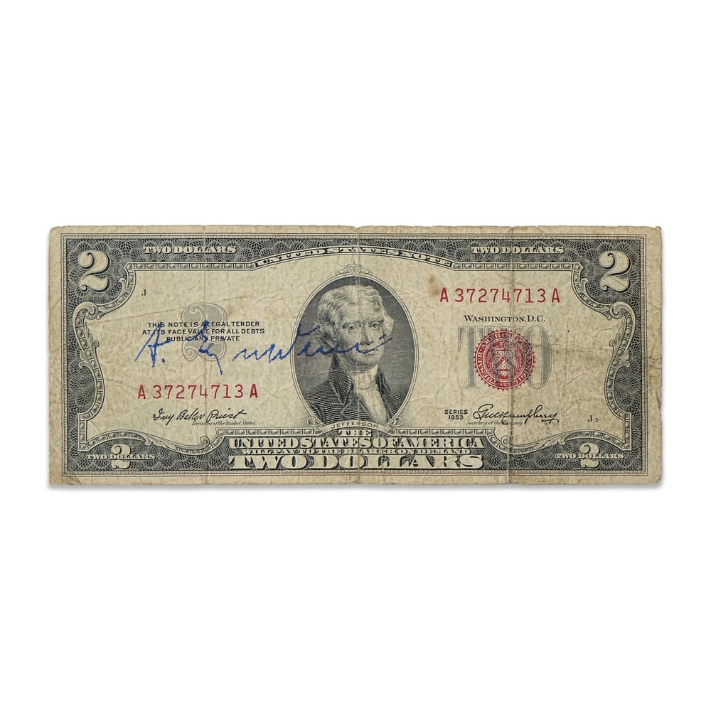 ALBERT EINSTEIN SIGNED SERIES 1953 U.S. TWO DOLLAR NOTE (1 of 2)