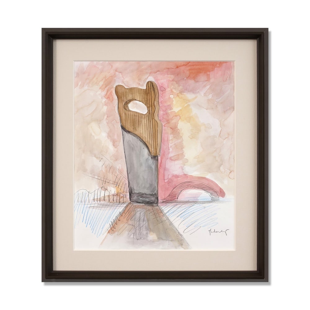 CLAES OLDENBURG (1929-2022), ATTRIBUTED TO, WATERCOLOR, GRAPHITE AND WAX CRAYON ON PAPER: Signed (lower right) Image Dimensions: 16 1/2 x 14 in (41.9 x 35.5 cm) Framed Dimensions: 21 7/8 x 19 3/8 in (55.5 x 49.2 cm) This painting comes with COA. Claes Oldenburg (1929-2022) was one of the m