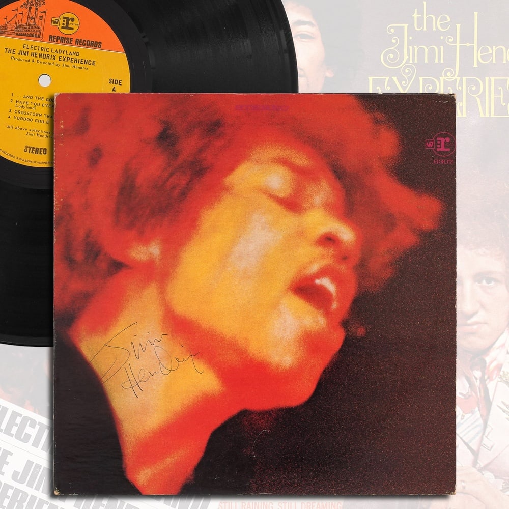 JIMI HENDRIX SIGNED "ELECTRIC LADYLAND" LP: 12 1/4 x 12 1/4 in Provenance and Authentication: According to the Letter of Authenticity (LOA) and Certificate of Authenticity (COA) provided by the consignor, this collectible was subjected to a for