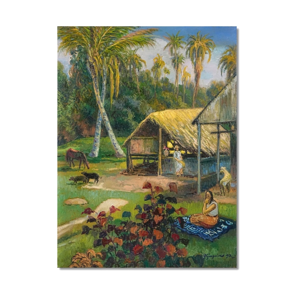 PAUL GAUGUIN (1848-1903), ATTRIBUTED TO, OIL ON CANVAS: Signed (lower right) Image Dimensions: 27 3/4 x 20 3/4 in (70.5 x 52.5 cm) This painting comes with COA. Paul Gauguin stands as a pivotal figure in the transition from Post-Impressionism toward