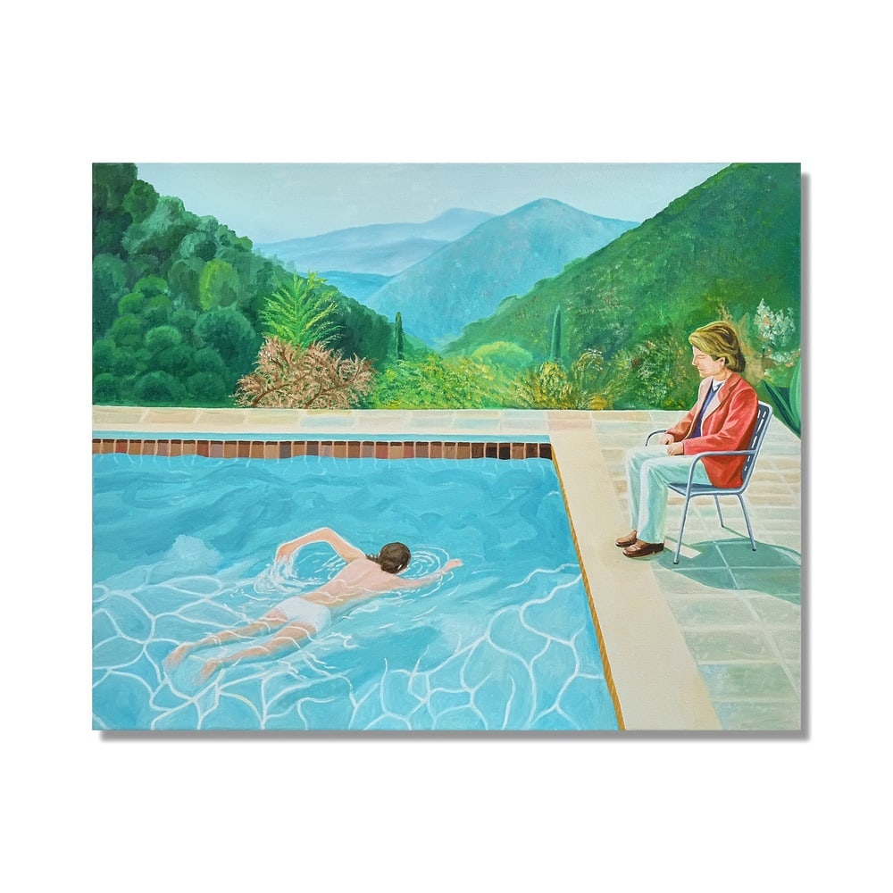 DAVID HOCKNEY (1937-2026), ATTRIBUTED TO, ACRYLIC ON CANVAS: Signed (verso) Image Dimensions: 28 7/8 x 36 1/4 in (73.5 x 92 cm) This painting comes with COA. David Hockney is one of the most influential figures in contemporary painting, celebrated for his disti