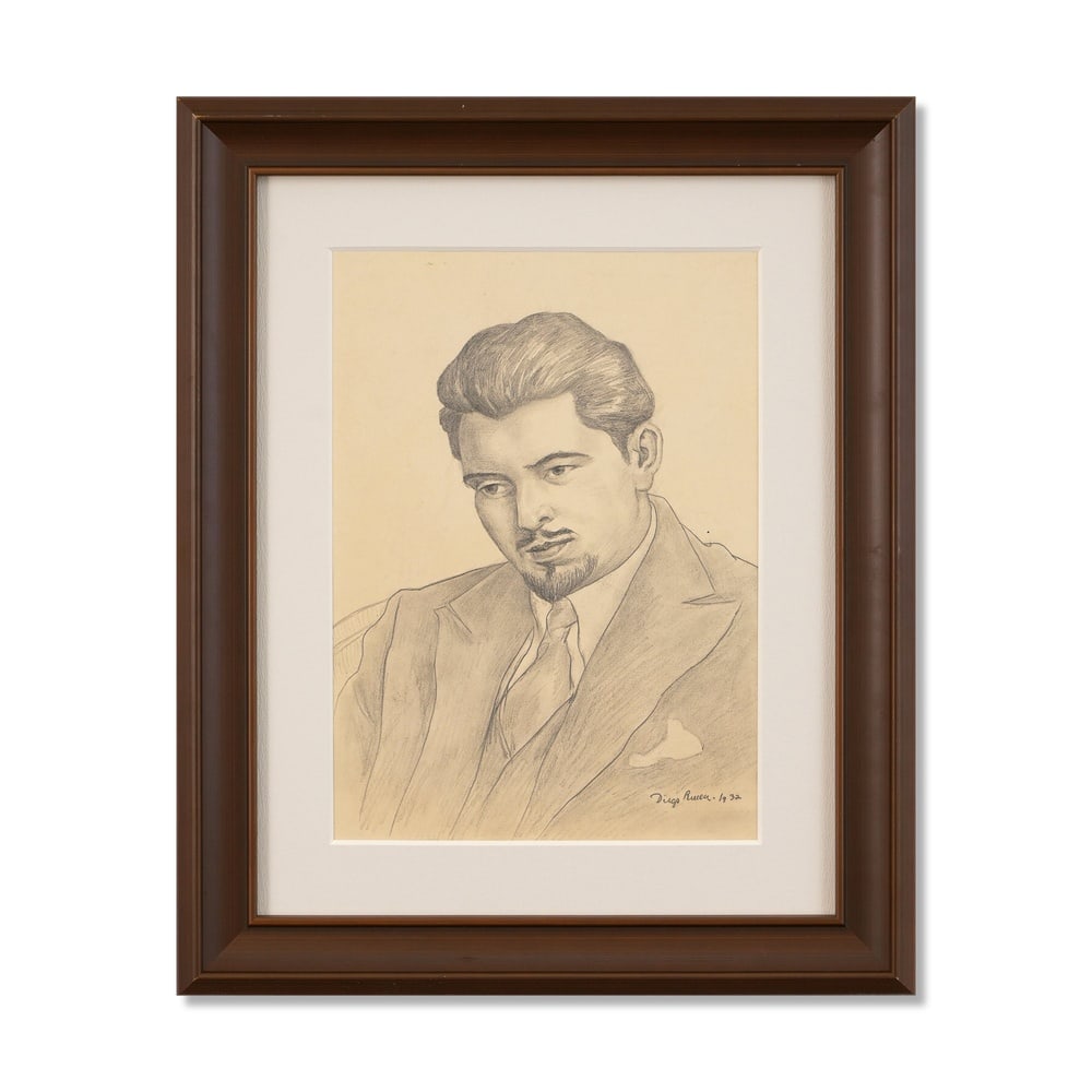 DIEGO RIVERA (1886-1957), ATTRIBUTED TO, PENCIL ON PAPER: Signed (lower right) Image Dimensions: 14 1/2 x 10 3/8 in (36.7 x 26.5 cm) Framed Dimensions: 21 1/2 x 17 1/2 in (54.5 x 44.5 cm) This painting comes with COA. Diego Rivera (1886-1957) stands among th