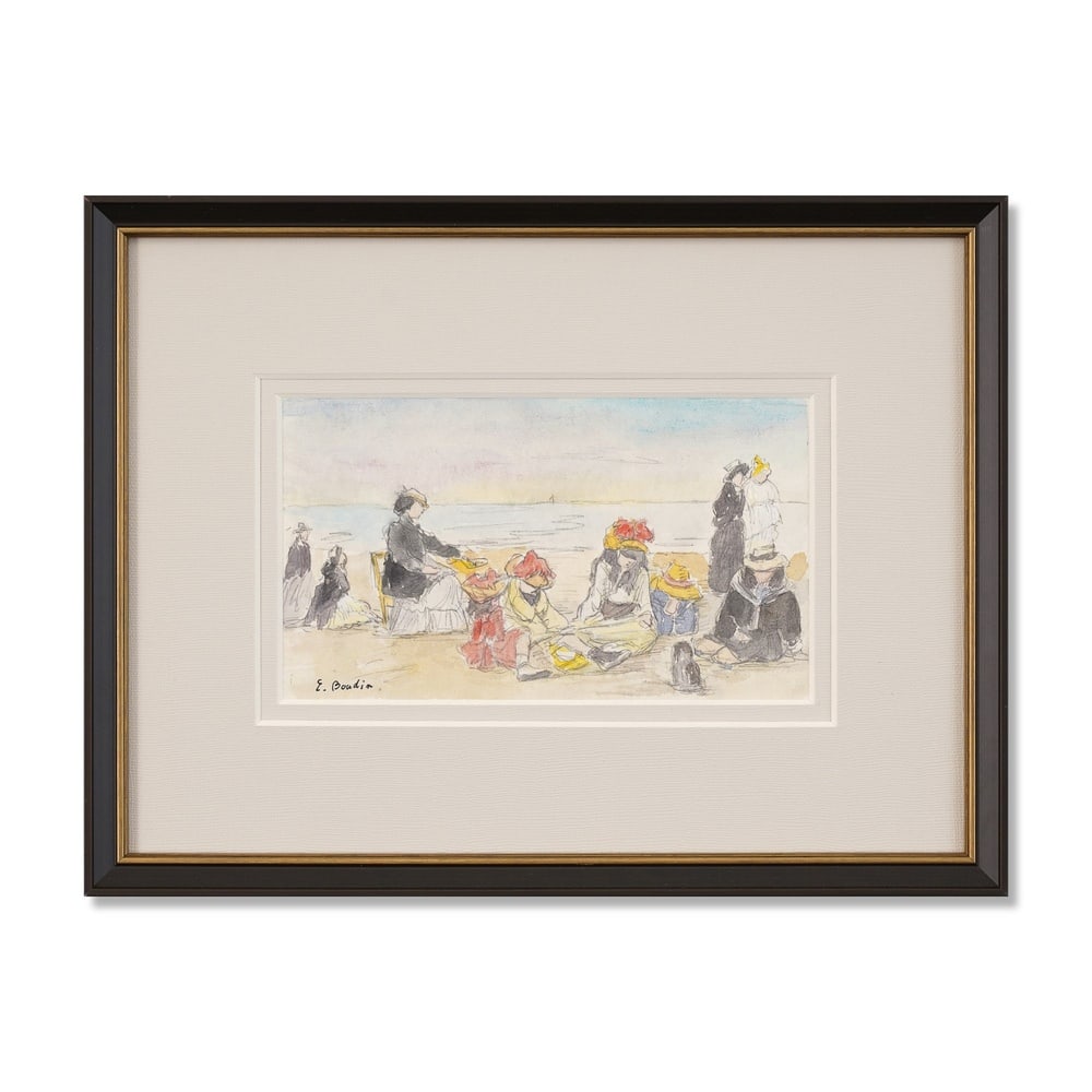 EUGENE LOUIS BOUDIN (1824-1898), ATTRIBUTED TO, WATERCOLOR, GOUACHE AND GRAPHITE ON PAPER: Signed (lower left) Image Dimensions: 6 1/8 x 10 1/2 in (15.6 x 26.8 cm) Framed Dimensions: 13 3/4 x 18 1/8 in (35 x 46 cm) This painting comes with COA. Eugène Louis Boudin (1824-1898) was an