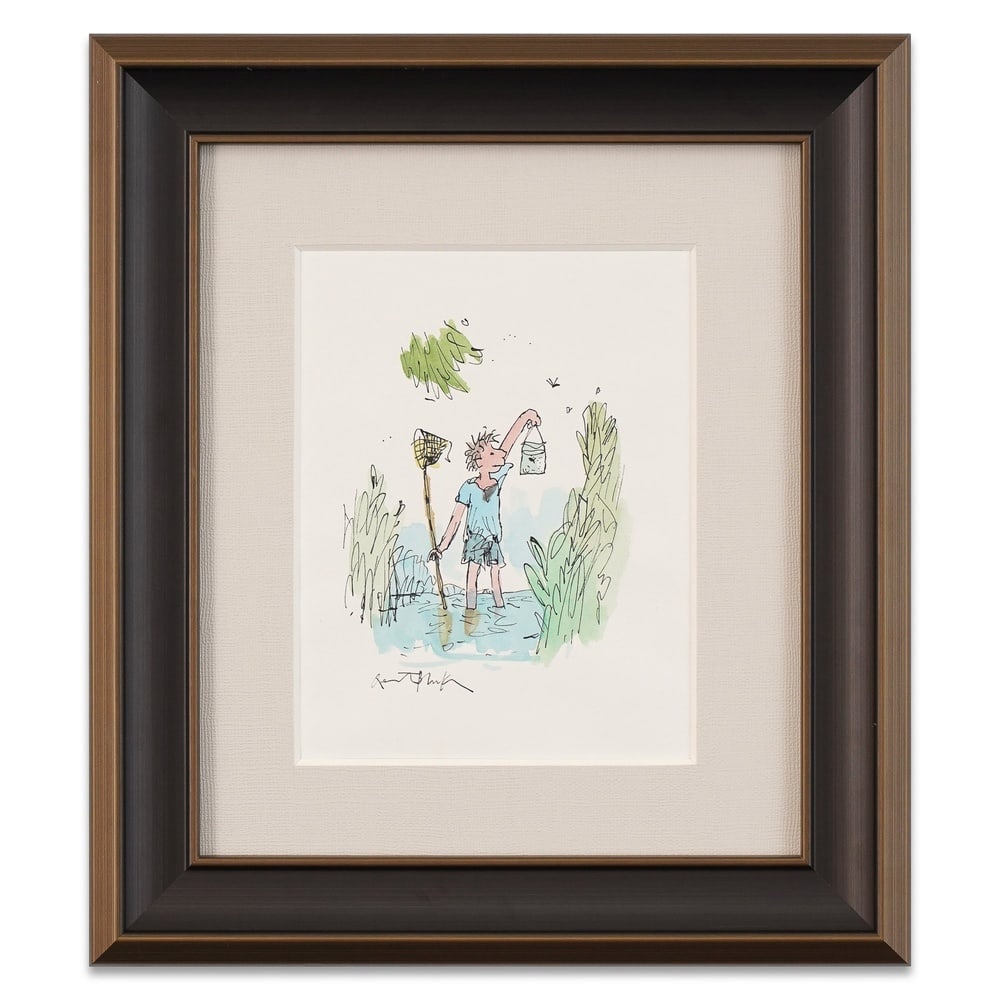 QUENTIN BLAKE SIGNED FIGURAL DRAWING: Image Dimensions: 8 3/4 x 6 3/4 in (22.2 x 17 cm) Framed Dimensions: 16 1/8 x 14 1/8 in (41 x 36 cm) Provenance and Authentication: According to the Letter of Authenticity (LOA) and Certificate of