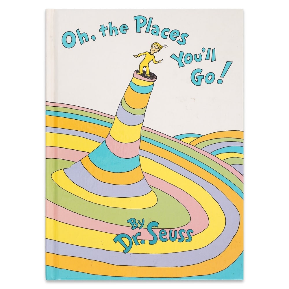 DR. SEUSS SIGNED "OH, THE PLACES YOU'LL GO!" FIRST EDITION FIRST PRINTING: 11 1/8 x 8 1/4 in (28.3 x 21 cm) Provenance and Authentication: According to the Letter of Authenticity (LOA) and Certificate of Authenticity (COA) provided by the consignor, this collectible was