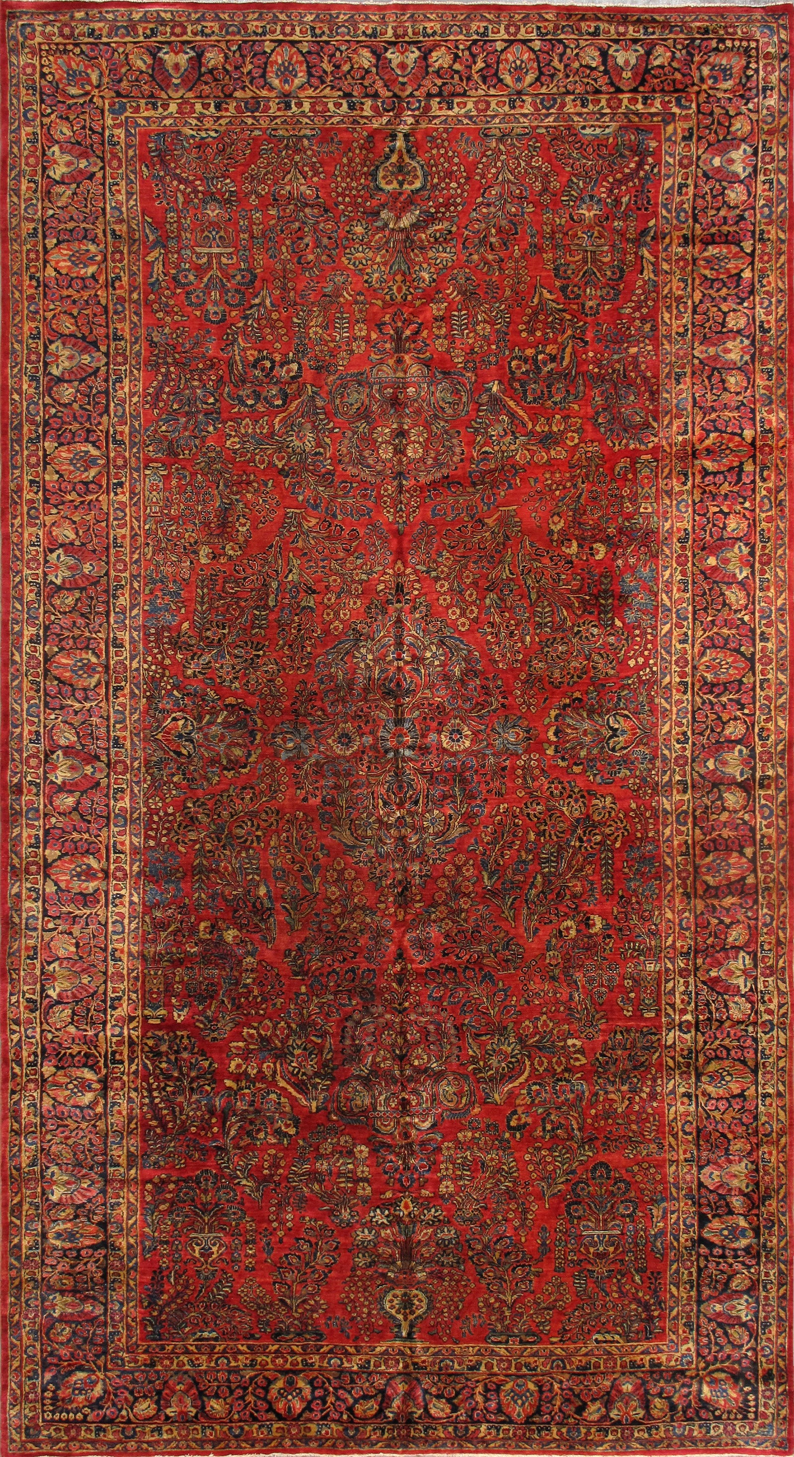 Antique Persian Sarouk Carpet, Red and Navy, 8' 9'' X 16' 2'' (1 of 4)