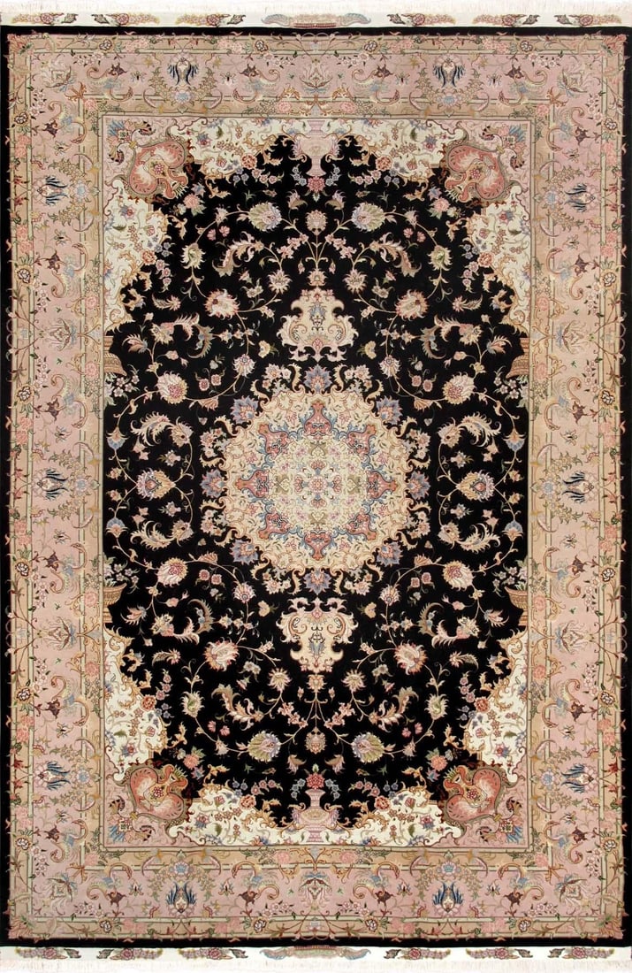 Persian Tabriz Silk and Wool Hand-Knotted Medallion Rug, 6' 6'' X 9' 9'': An exceptional example of Caucasian tribal weaving, this antique Shirvan offers both decorative appeal and lasting collector value.