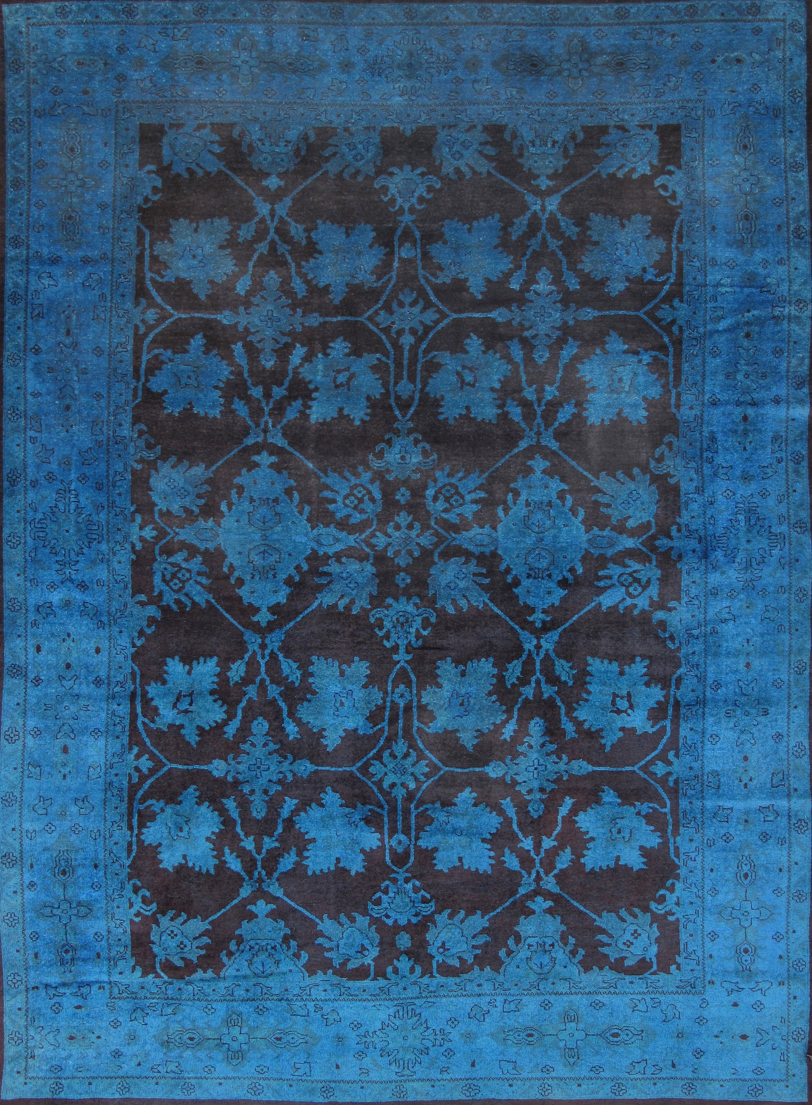 Overdyed Hand-knotted Lamb's Wool Rug, Brown and Blue, 10' 2'' X 13' 8'' (1 of 1)