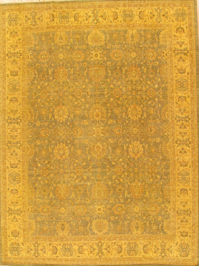 Overdyed Lamb's Wool Rug, Green Allover, 9' 1'' X 12' 0'' (1 of 1)