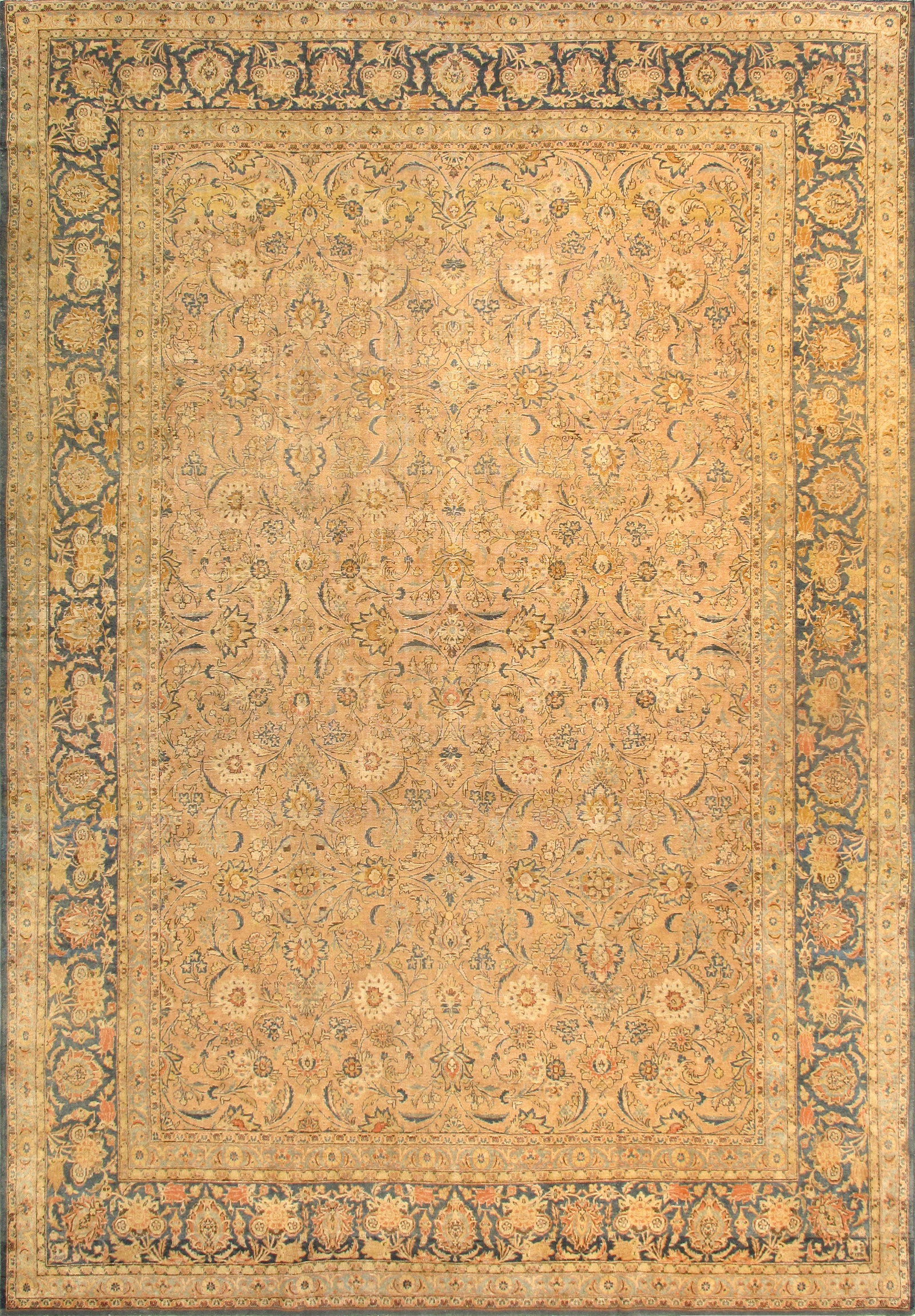 Antique Persian Tabriz Allover Rug, Salmon and Blue, 11' 6'' X 16' 8'' (1 of 4)