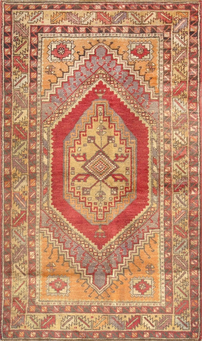 Vintage Anatolian Hand-Knotted Medallion Rug 3' 8'' X 6' 1'' (1 of 3)