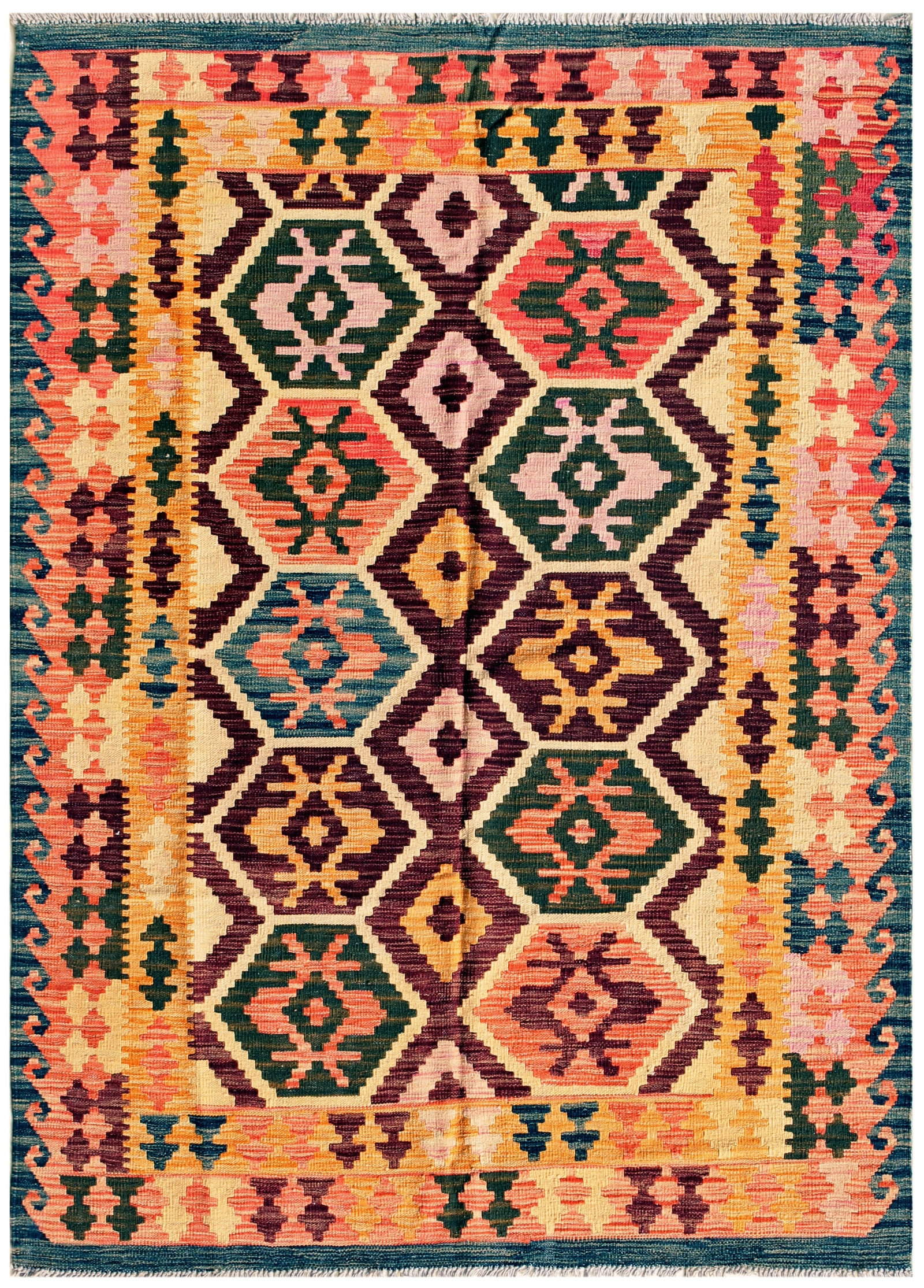 Vintage Kilim Flat-Weave Wool Rug, 4' 9'' X 6' 7'' (1 of 1)