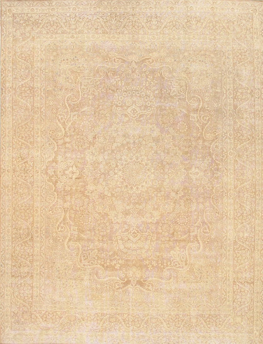 Vintage Persian Overdyed Wool Rug, Brown Allover, 9' 8'' X 12' 8'': A vintagePersian overdye rug with an allover design, rendered in rich tonal shades of brown. Handknotted in wool, the surface reveals a softly muted pattern beneath its saturated hues. Measuring 9'8 b