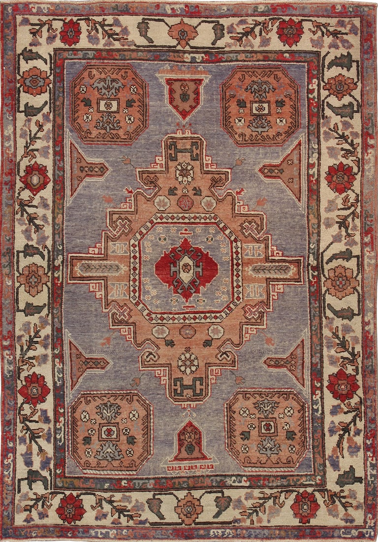 Vintage Anatolian Hand-Knotted Medallion Rug, 4' 8'' X 6' 8'' (1 of 2)