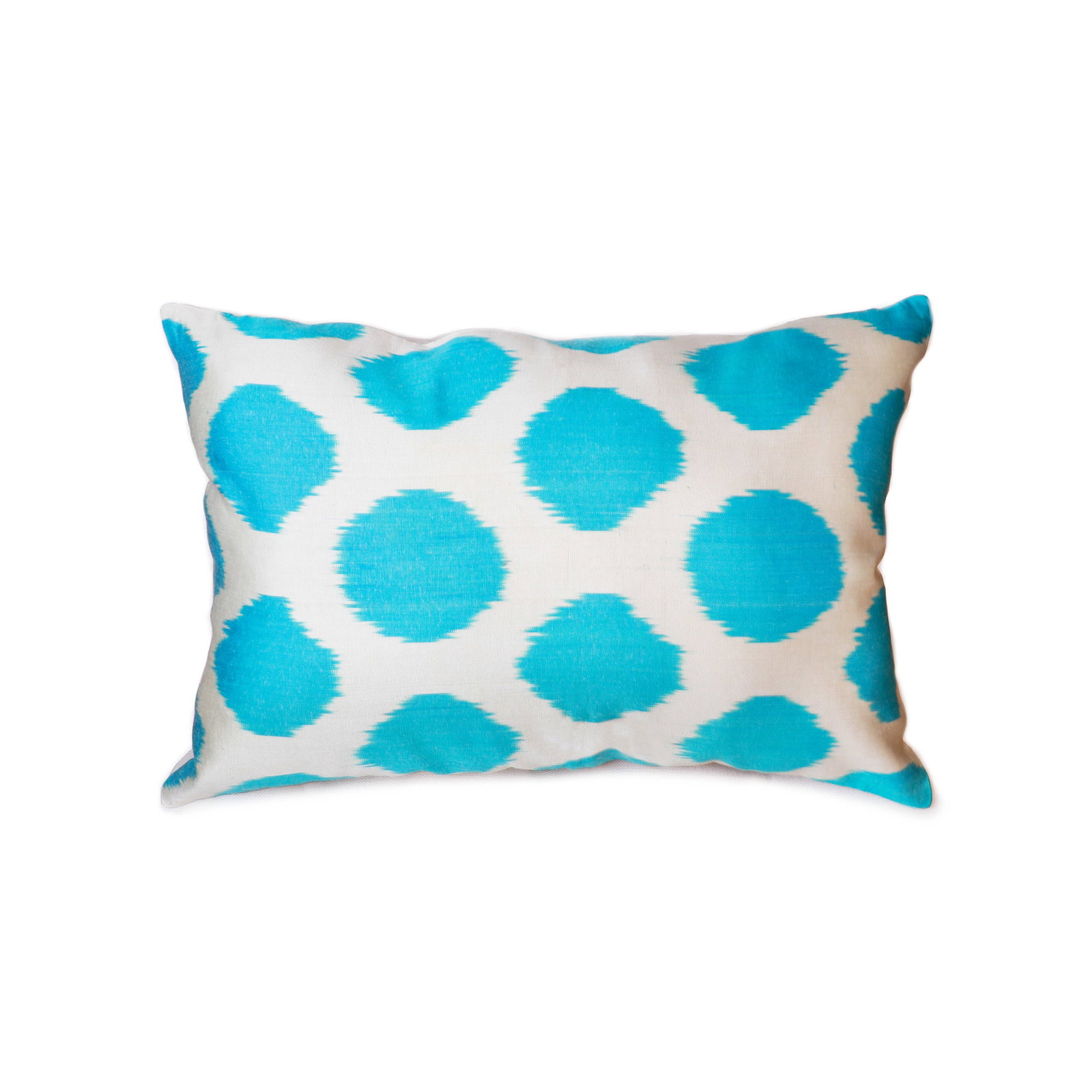 Turkish Ikat, Aqua Pure Silk Pillow, 15" X 24": Bring the world to your home with this pillow. The perfect addition to any couch, bed, or chair, this plush pillow is expertly crafted from fine silk & linen for a soft and luxurious feel. Made in Tur