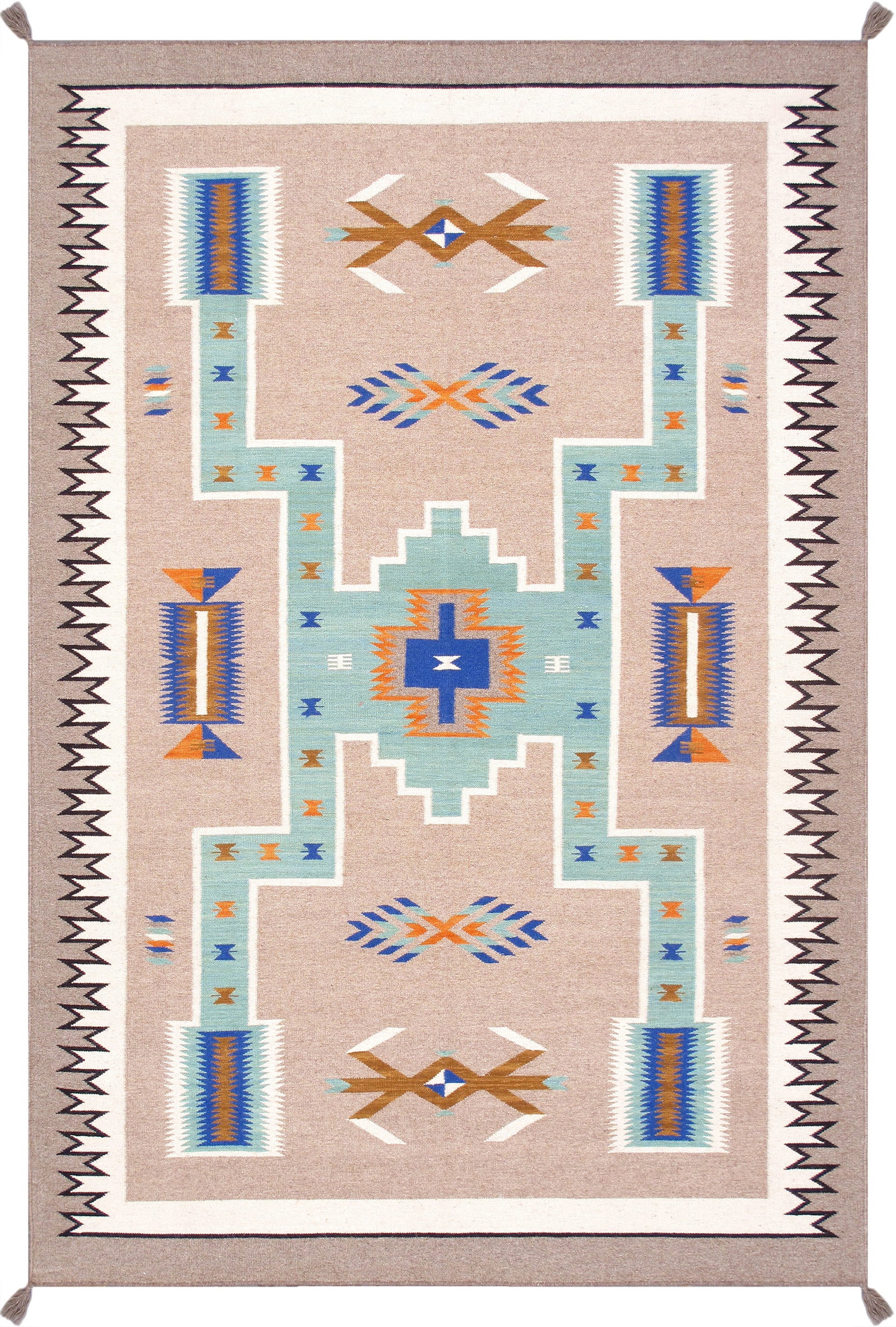 Navajo Style Hand-Woven Southwestern Lamb's Wool Rug, 6' 0'' X 9' 0'': Striking in it's presence, this Southwestern rug is where tradition and artistry converge in breathtaking design. Handwoven by skilled artisans, this piece tells a story through intricate patterns and