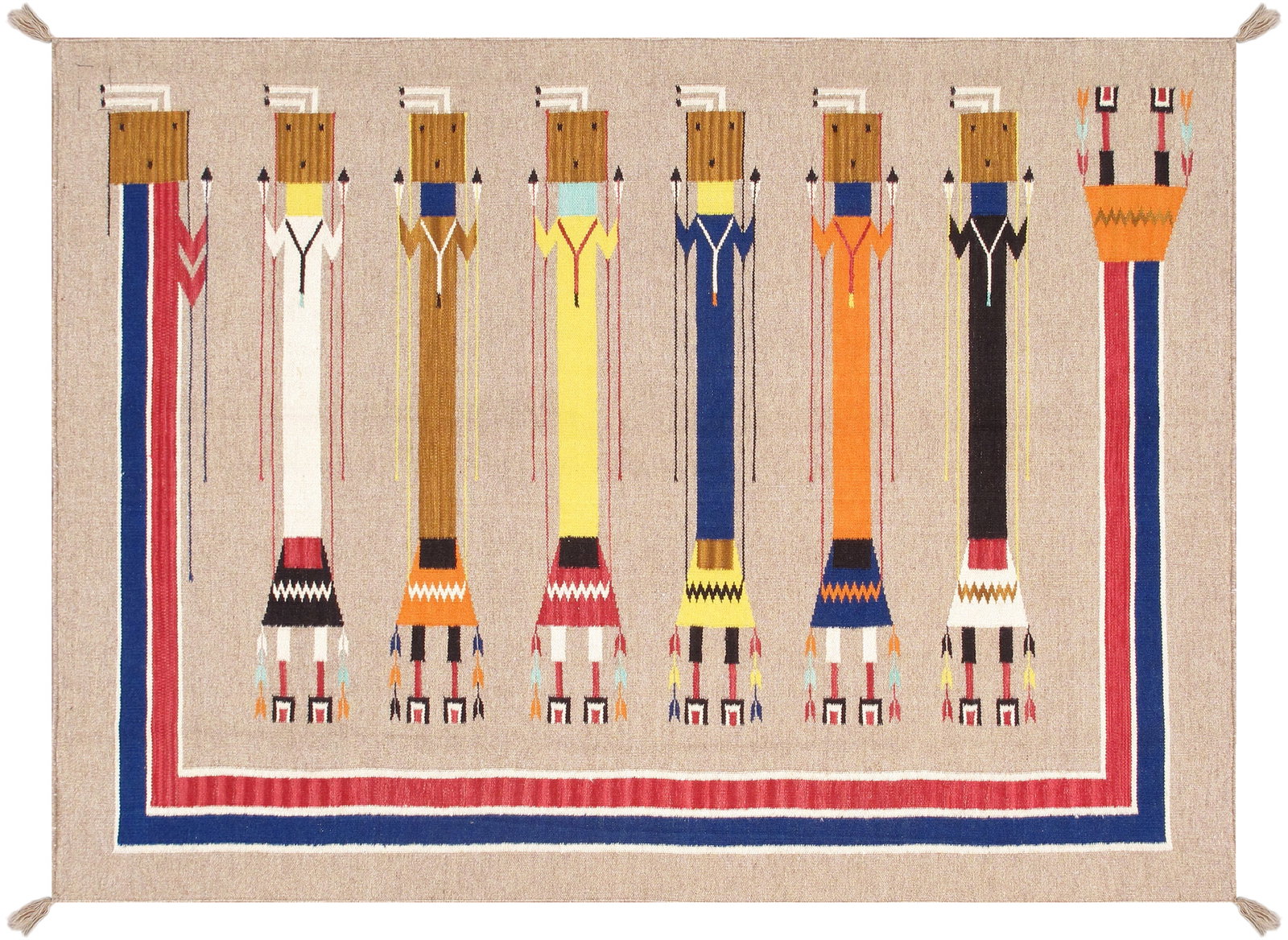 Navajo Style Hand-Woven Yeibichai Southwestern Wool Rug, 5' 1'' X 6'11'' (1 of 2)