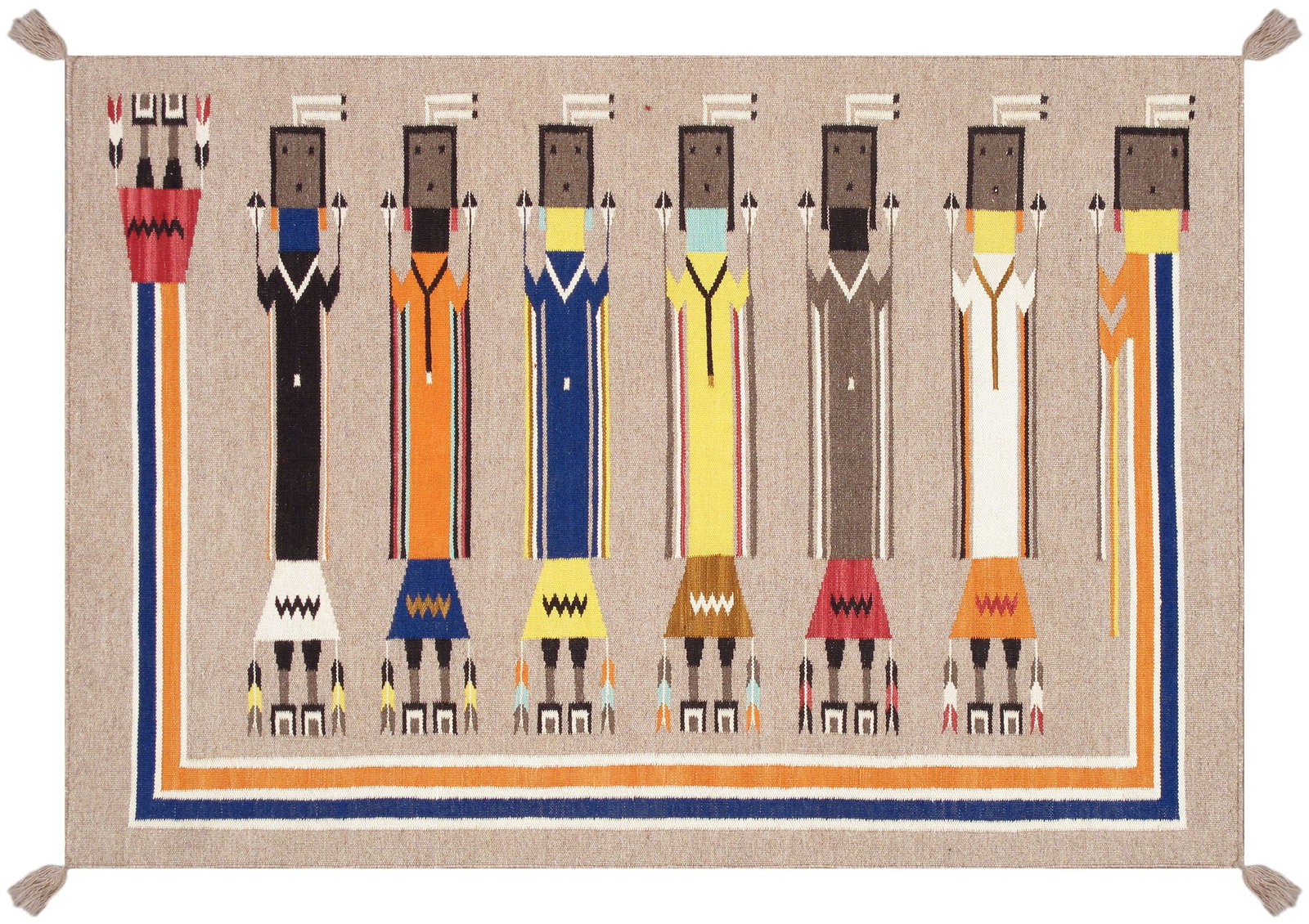 Navajo Style Hand-Woven Yeibichai Southwestern Wool Rug, 5' 1'' X 6' 8'' (1 of 4)