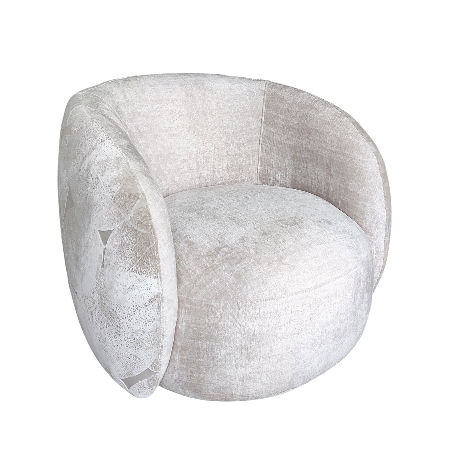 Napoli Modern Swivel Base Barrel Chair, Ivory (1 of 5)