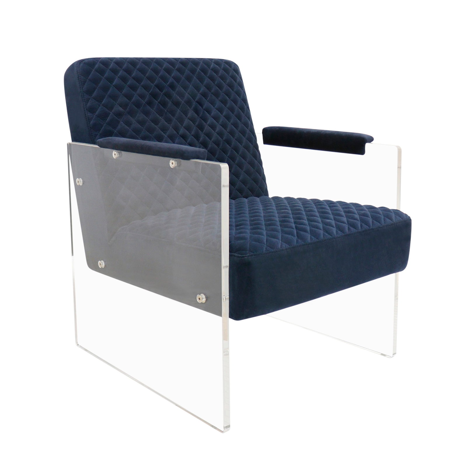 Tribecca Acrylic & Velvet Accentchair, Navy: For any home in need of a classic and luxurious chair. This armchair adds an aura of luxury, and class to any room, and is a must have addition to any home furniture collection. Rich Acrylic and Velve