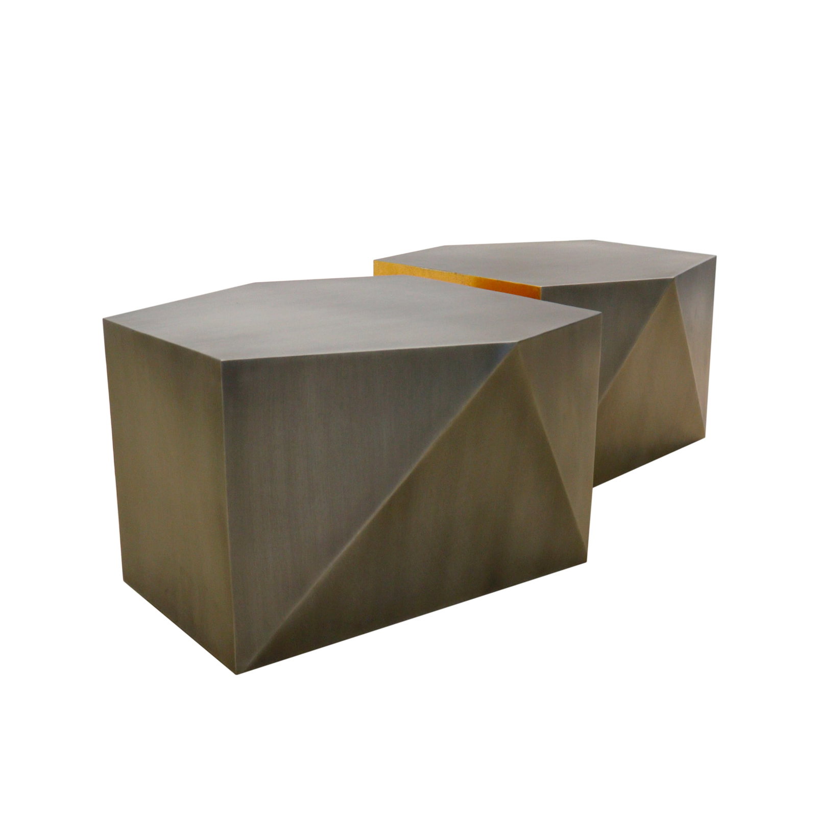 Urban Chic Zinc Antique Finish Coffee Table Set, Grey: Introducing our ultra luxurious and stylish X coffee table. Composed of 2 geometrical sculptural metal hand-made pieces with a gold-plated side on each of them, these can either be put together for on