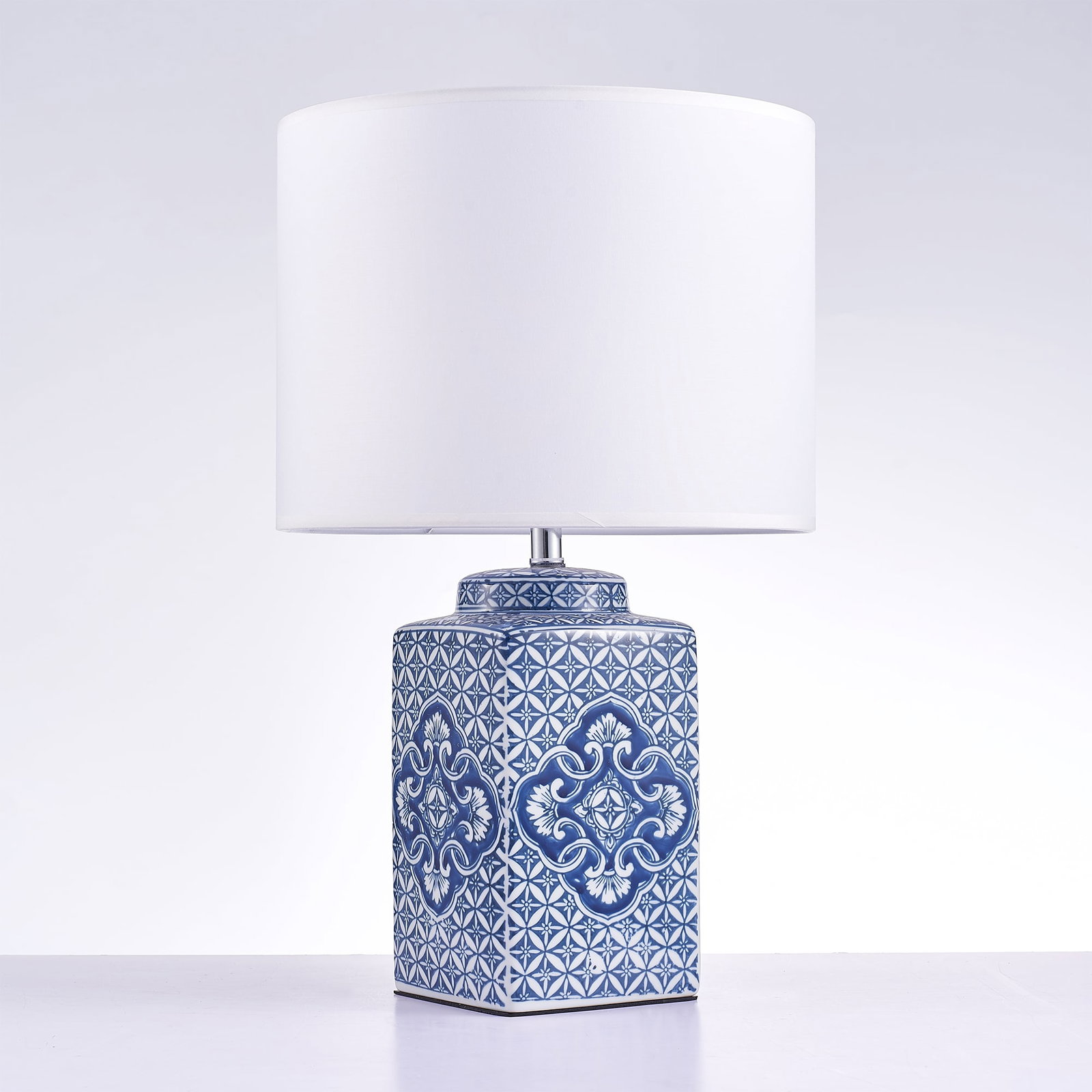 Margaret Ceramic Blue & Ivory Table Lamp (1 of 4)