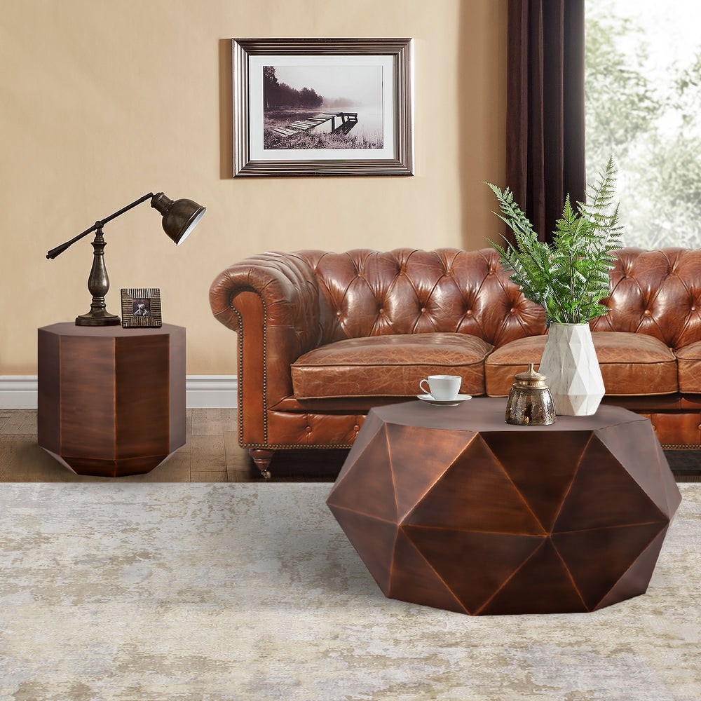 Kronos Diamond Shape Coffee Table, Copper - 5