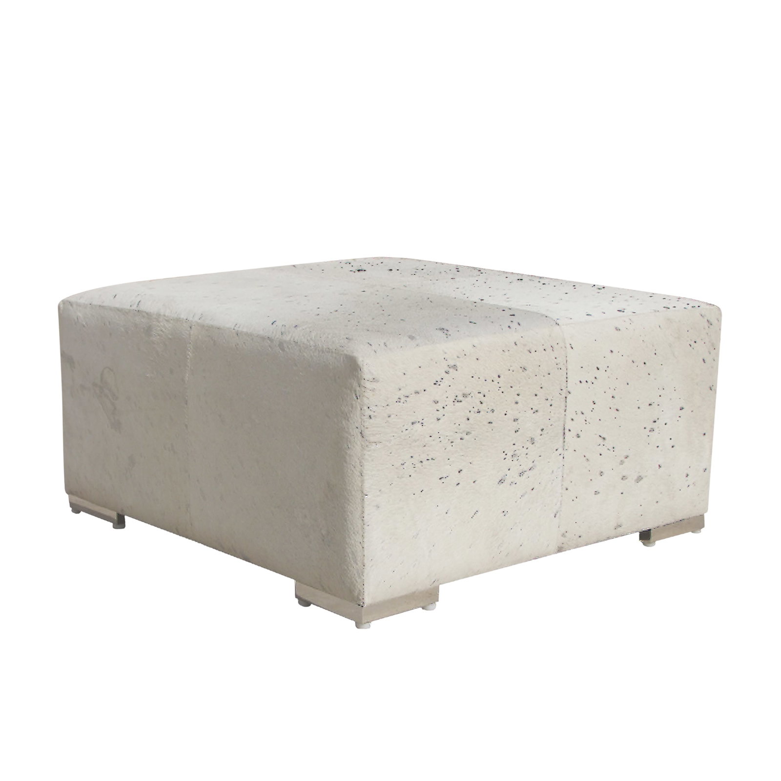 Safari Silver Foil Cowhide Upholstered Ottoman (1 of 4)