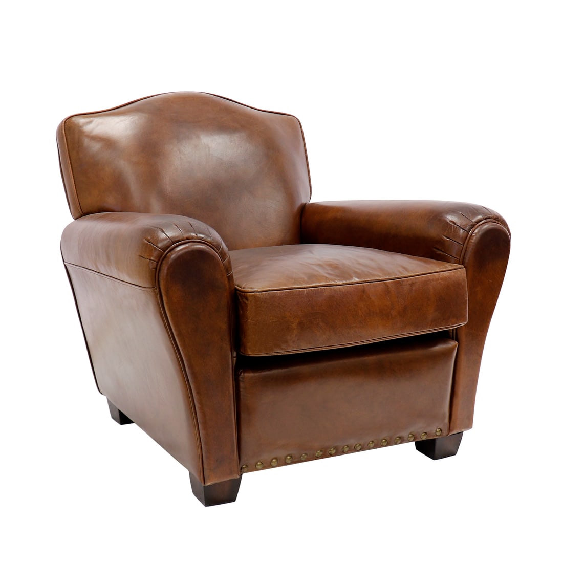 Palermo Genuine Leather Modern Wing Chair, Brown (1 of 7)