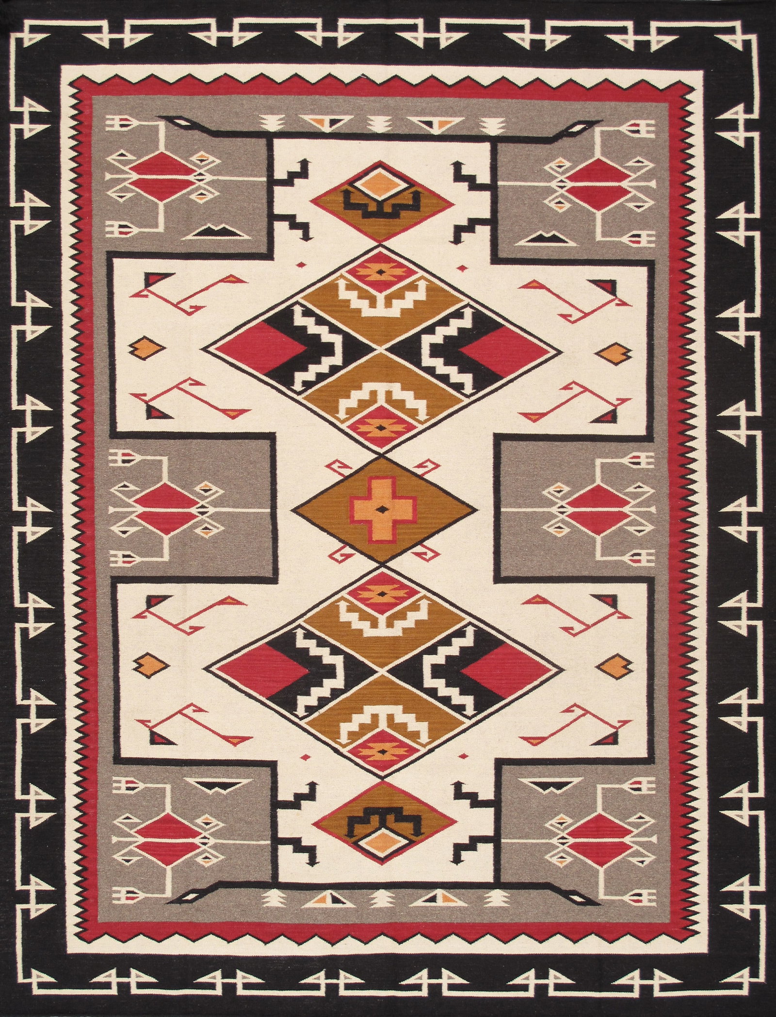 Navajo Style Hand-Woven Southwestern Lamb's Wool Rug, 8' 0'' X 9' 9'' (1 of 3)