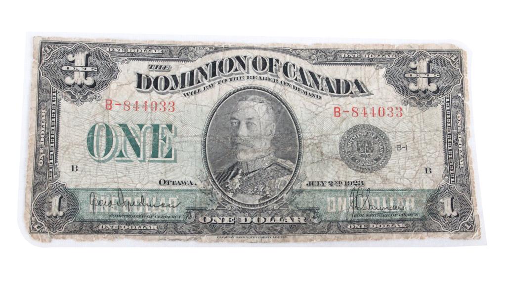 1923 Dominion of Canada $1 Note (1 of 2)