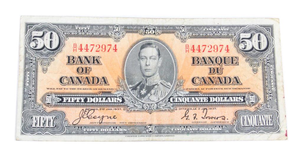 1937 Bank of Canada $50 Dollar Note (1 of 2)