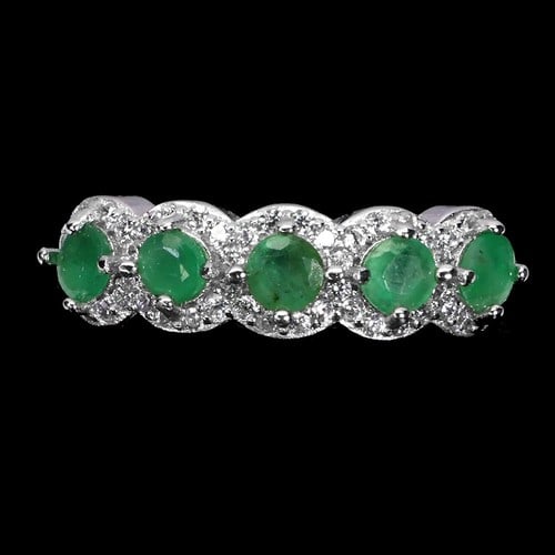 925 Sterling Silver Ring Round Emerald 3.5mm Natur (1 of 1)