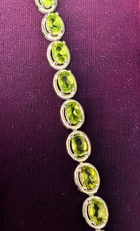 Silver 14.46G Peridot 9.5Ct 7.5" Bracelet (1 of 4)