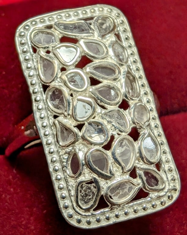 APPR $500 Silver 3.5G Genuine Flat Dia 0.5ct Ring (1 of 6)