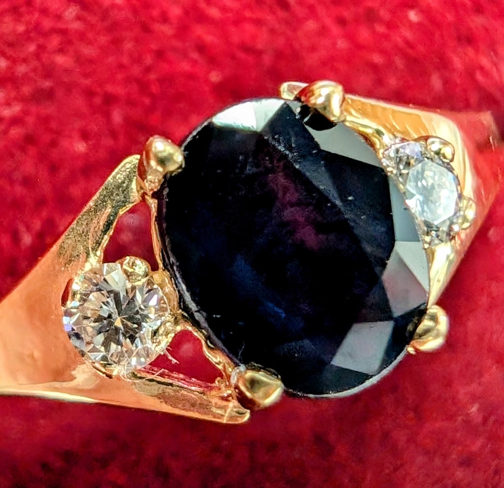 APPR $2100 10K Gold 1.2G Sapphire 0.5ct Dia 0.06ct (1 of 5)
