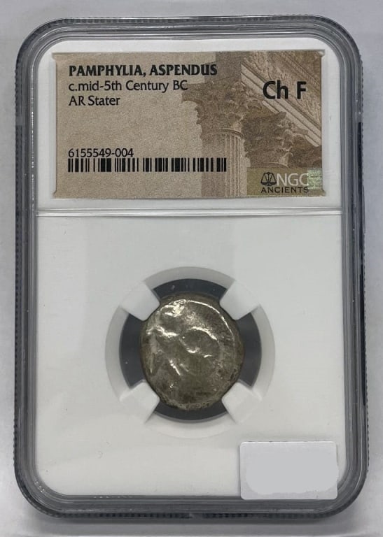 ASPENDOS PAMPHYLIA Ancient 5th C Silver Greek Coin: NGC ASPENDOS PAMPHYLIA Ancient 5th Century BC Silver Greek Coin HOPLITE TRISKELES