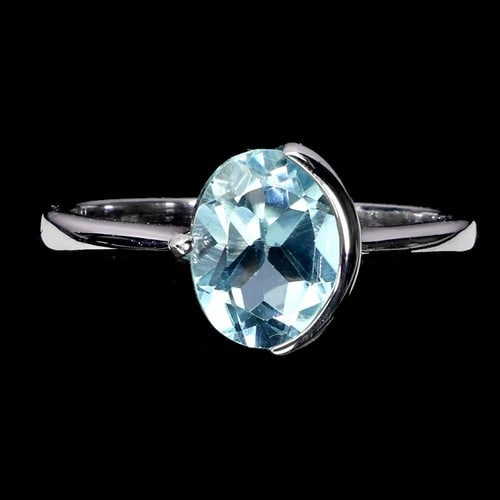 925 Sterling Silver Ring Oval Sky Blue Topaz 9x7mm (1 of 1)