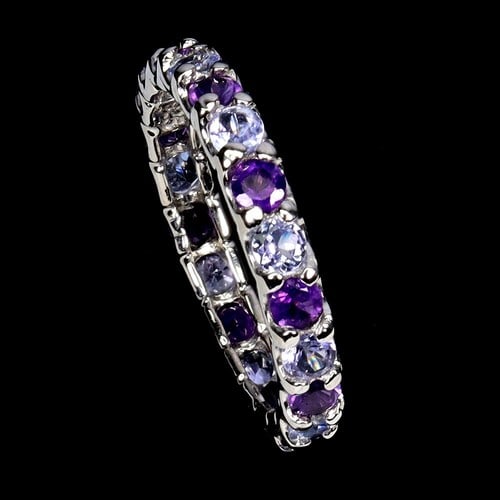 925 Sterling Silver Ring Round Tanzanite Amethyst (1 of 1)