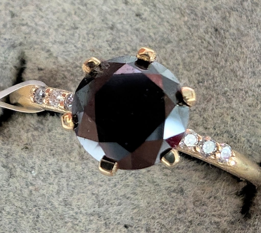 APPR $2100 10K Gold 1.4G Black White Dia 1.25ct Ri (1 of 4)