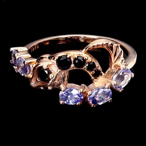 925 Sterling Silver Ring Oval Tanzanite 4x3mm Blac: 925 Sterling Silver Ring Oval Tanzanite 4x3mm Black Spinel Gemstone Jewelry Sz 8 236168665542.00