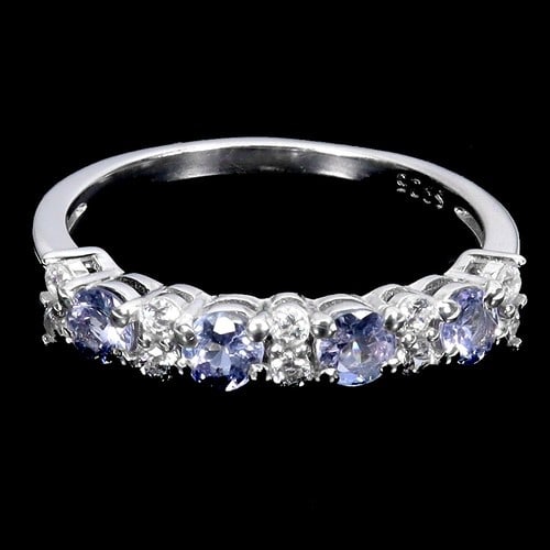 925 Sterling Silver Ring Round Tanzanite 3.5mm Nat (1 of 1)